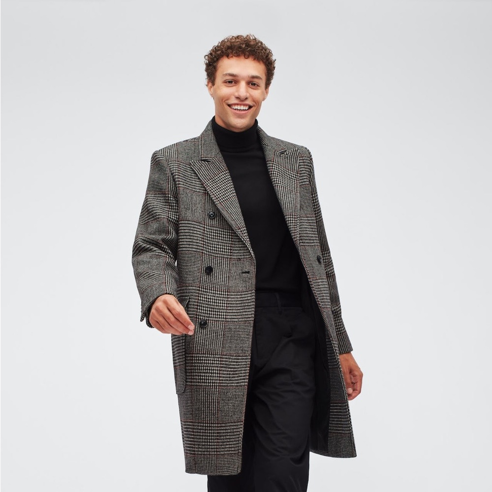 Bonobos Houndstooth Double-breasted Topcoat 40R
